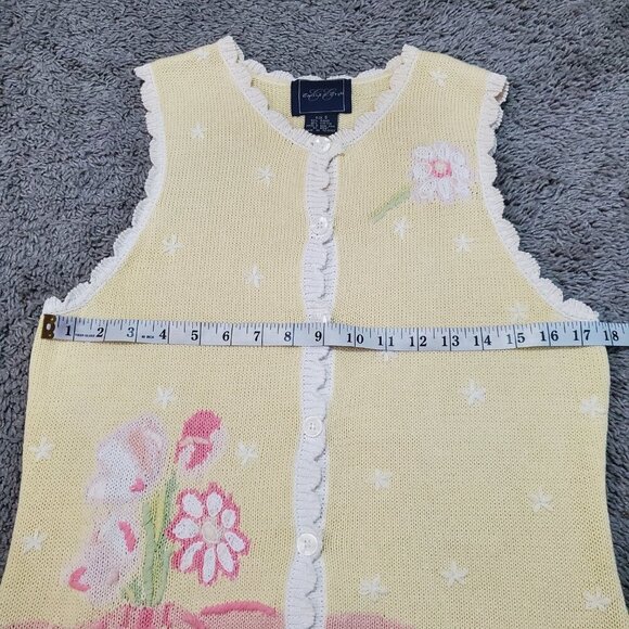 Vintage Spring Eagle Eye Yellow Dainty Lace Knit Cardigan Vest - Small - Picture 4 of 6